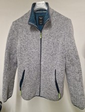 SALEWA *Herren*Strick-Fleece Jacke*Hellgrau meliert*Petrol meliert*Gr. 50/ L* RV