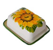 BASSANO KERAMIK  kleine Butterdose SONNENBLUME GIRASOLE  MEDITERRANES GESCHIRR