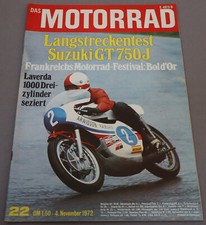 Das Motorrad 22/1972 Suzuki GT 750 Wasserbüffel, Laverda 1000 seziert, Saarinen
