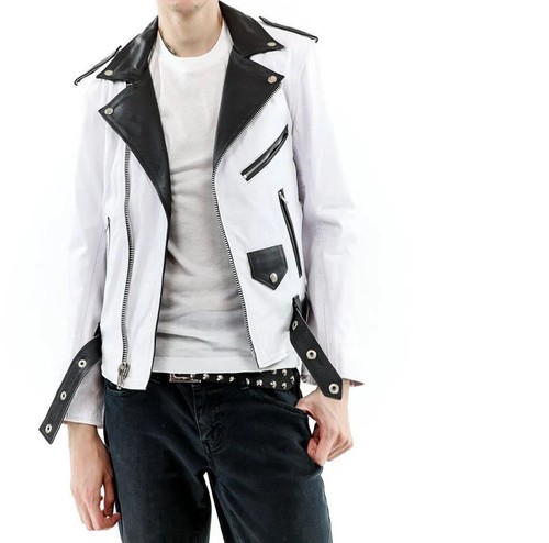 Herren echt leder jacke weiß - leder,