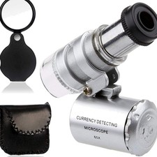 Mini 60X LED Mikroskop Taschenmikroskop Lupe inklusive UV Licht und 10X Vergr...