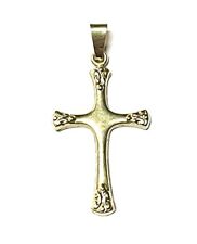 585/- 14KT Gelbgold Anhänger, Kreuz, mit Muster, guter Zustand.