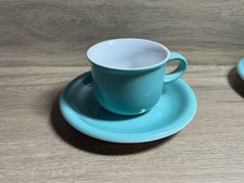 Arzberg Tasse mit Untertasse türkis Porzellan Set Vintage Design Klassiker 4x 