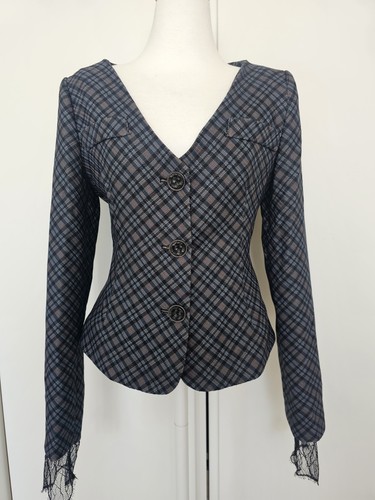 Blazer jackett kariert blau - jackett,