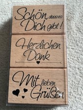 3 Stempel Holzstempel Motivstempel Stempelplatte Herzlichen Dank Stempelset