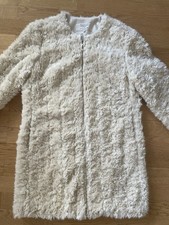 Zara Damen Mantel Plüsch Faux Fur Gr. 38 M Wollweiss