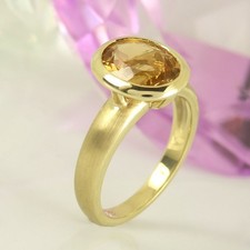 Moderner Ring 585 Gelbgold 14K 1 ovaler facettierter Citrin Edelstein Gr. 54