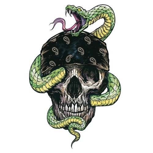 Aufkleber schlangen totenkopf - aufkleber,