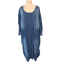 Damen Midi Jeans Ballon Kleid