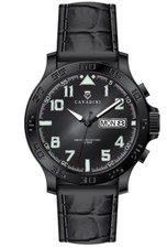CAVADINI Fliegeruhr Tag-Datum Herrenuhr schwarz Edelstahl arabisch CV-3962