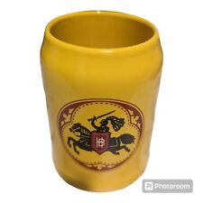 Holsten Edel Bier Krug Tasse Becher 0,6 L Gelb Keramik rar Ritter Pferd Motiv