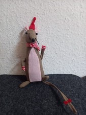 Weihnachtsmaus, Stofftier, Maus mit Mütze, ca. 20 cm