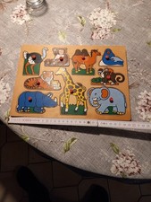 Holzpuzzle Steckpuzzle mit Großen Teilen für Kinder, Tiermotiv