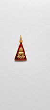 Kettenanhänger - BUDDHA - Gold auf rotem Grund - 22 mm ohne Öse - sehr gut