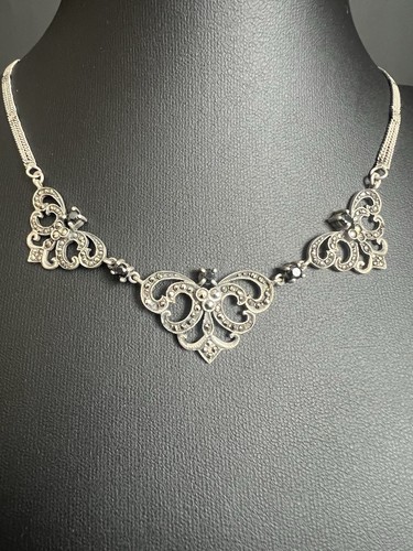 Silbercollier mit markasiten - markasiten, &