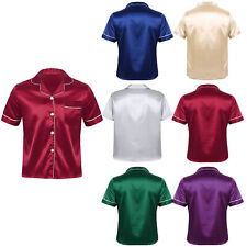 DE Pyjamas Sommer Herren Pyjama Set Notch Collar Nachtwäsche Für Herren Satin