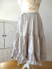 NADIR XL 46-48 BOHO Rock extraweit & schwingend Beige Rüschen Volants Lagenlook