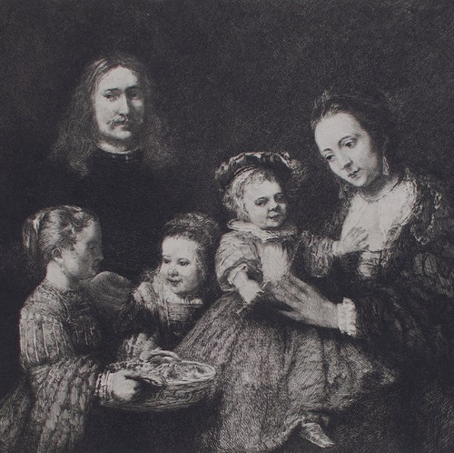 Rembrandt familie radierung - rembrandt,