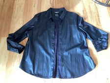 Street One Hemdbluse Lederimitat Große 42  schwarz  Stretch sehr schick