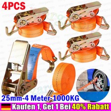 4x Spanngurte mit Ratsche und Haken Zurrgurte Spanngurt 1000kg 1t 25mm-4m Meter