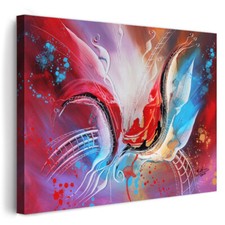 Leinwand Bilder Rot Blau Abstrakt Wandbilder XXL Wohnzimmer Modern Deko 4187A