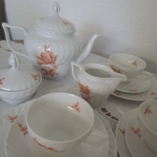 Königlich Preuß. Tettau 21-teilig Kaffeeservice Teeservice 6 Pers. weiß geblümt