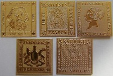 5 GOLD BRIEFMARKEN - Blaue