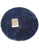 TEPPICH IN KANINCHENFFELL OPTIK   " CARLA "  DUNKELBLAU 120 X 120 CM# SCHMUCKJA