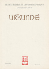 DDR Urkunde FDGB blanko