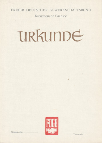 Ddr urkunde fdgb blanko - fdgb,