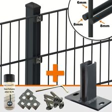 Doppelstabmatten Zaun 8/6/8 + Bodenplatten Fussplatten Gitter Matten Eisenzaun