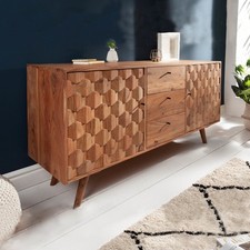 Massives Sideboard MYSTIC LIVING 145cm Akazienholz Natur 3D Oberfläche Anrichte