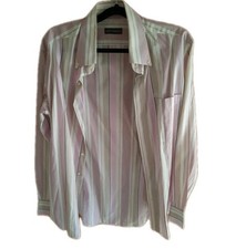 Carlo Pignatelli 43 Streifen Herren Hemd Rosa Italienisch Luxus Gestreift