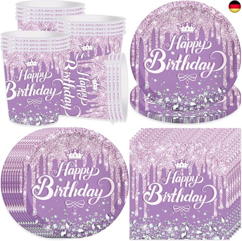 Lila partygeschirr set 16 - lila, set,