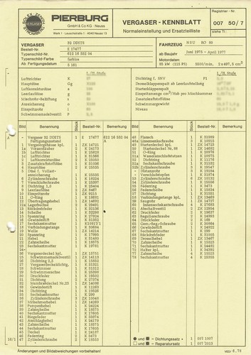 Datenblatt einstelldaten solex - datenblatt,
