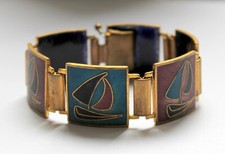 Emaille Armband Wilhelm Leyser original Vintage selten Segelboot Segelschiff