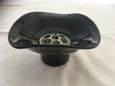 Glas Steckvase Blumenfrosch, schwarz, Zylinderform, Vintage