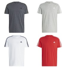 adidas T-Shirt Hemd Rundhals Herren Männer im 3 Streifen Design 100% Baumwolle