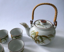 Teeservice Teegeschirr Dekor Bambus Handbemalt
