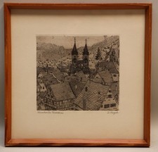 Reinhold Nägele (1884-1972 Stuttgart) - Murrhardt Kirchtürme 1923 - Radierung
