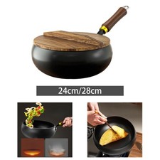 Gusseisen Wok mit Holzgriff