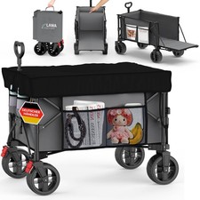 faltbarer Bollerwagen Dach Bremse Seitentasche 100kg 130l leicht klein kompakt