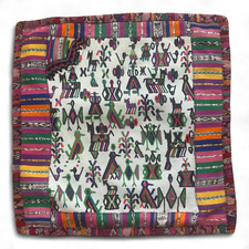 Kissenbezug Ethno 48x48 cm Bunt Baumwolle Handarbeit Guatemala Boho Deko Unikat