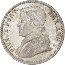 Papal States, Pius IX, 20 Baiocchi, 1850, Rome, Silber, UNZ