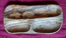 große 3-Fächer Snackschale Dipschale aus Olivenholz natur massiv 2. Wahl