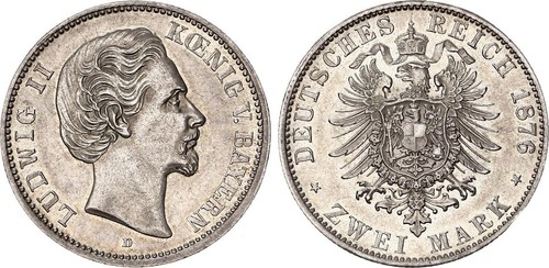 Bayern mark silber 1876 d - mark,