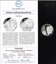 Die offiziellen Europa-Gedenkprägungen ECU Finnland 20 ECU Silber 1995-Johan Lud