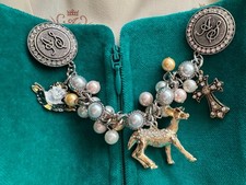 Astrid Söll Trachten Charivari Reh quer Perlen Brosche