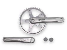 ProWheel Single Speed Kurbel 46 Zähne Alu matt silber 170mm 1-fach Fahrradkurbel