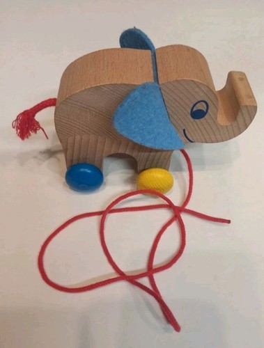 Nachzieh elefant aus holz - nachzieh,